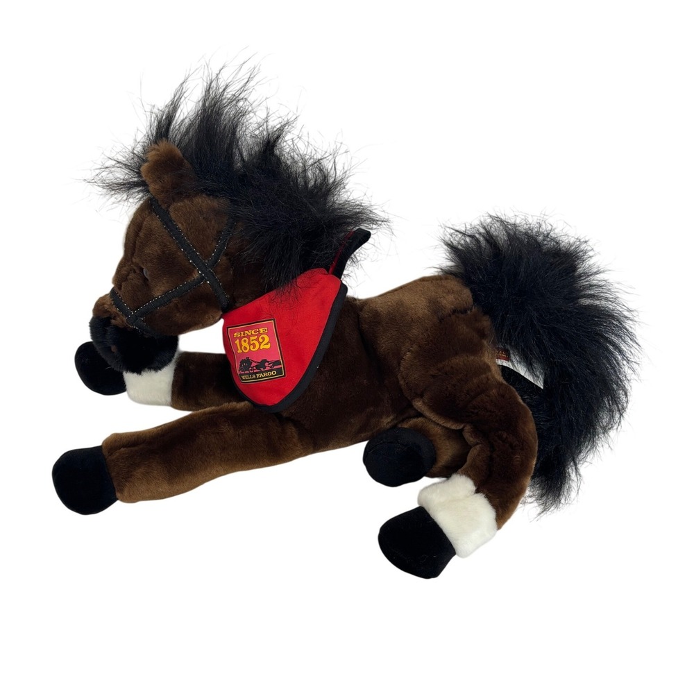 Wells Fargo Legendary Horse MAGGIE Plush Brown White‎ Socks Red Bandana